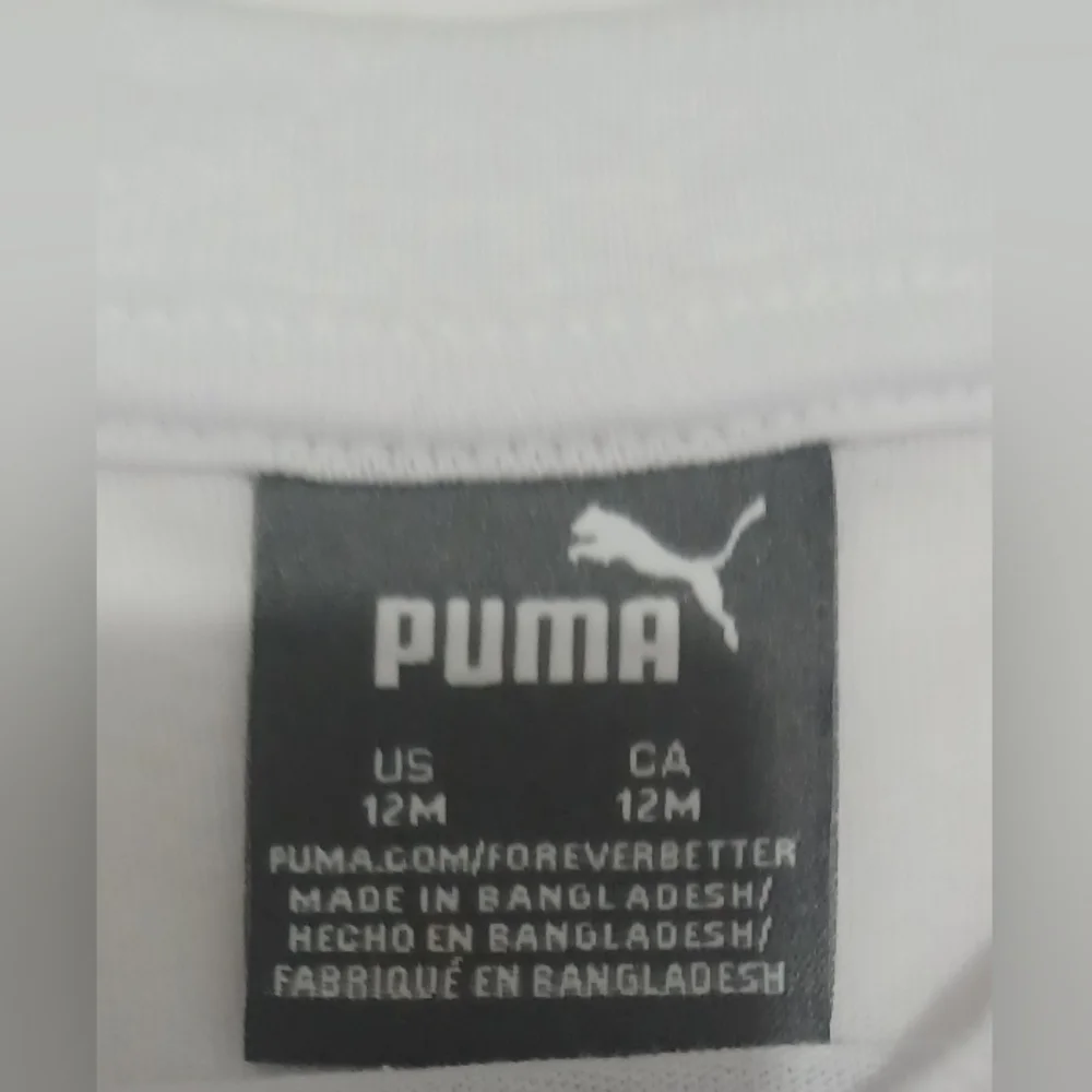 Puma Kids Girl 2 Pcs Brand Logo Tee and Shorts Set, White/Neon Pink Size 12M - Picture 6 of 11